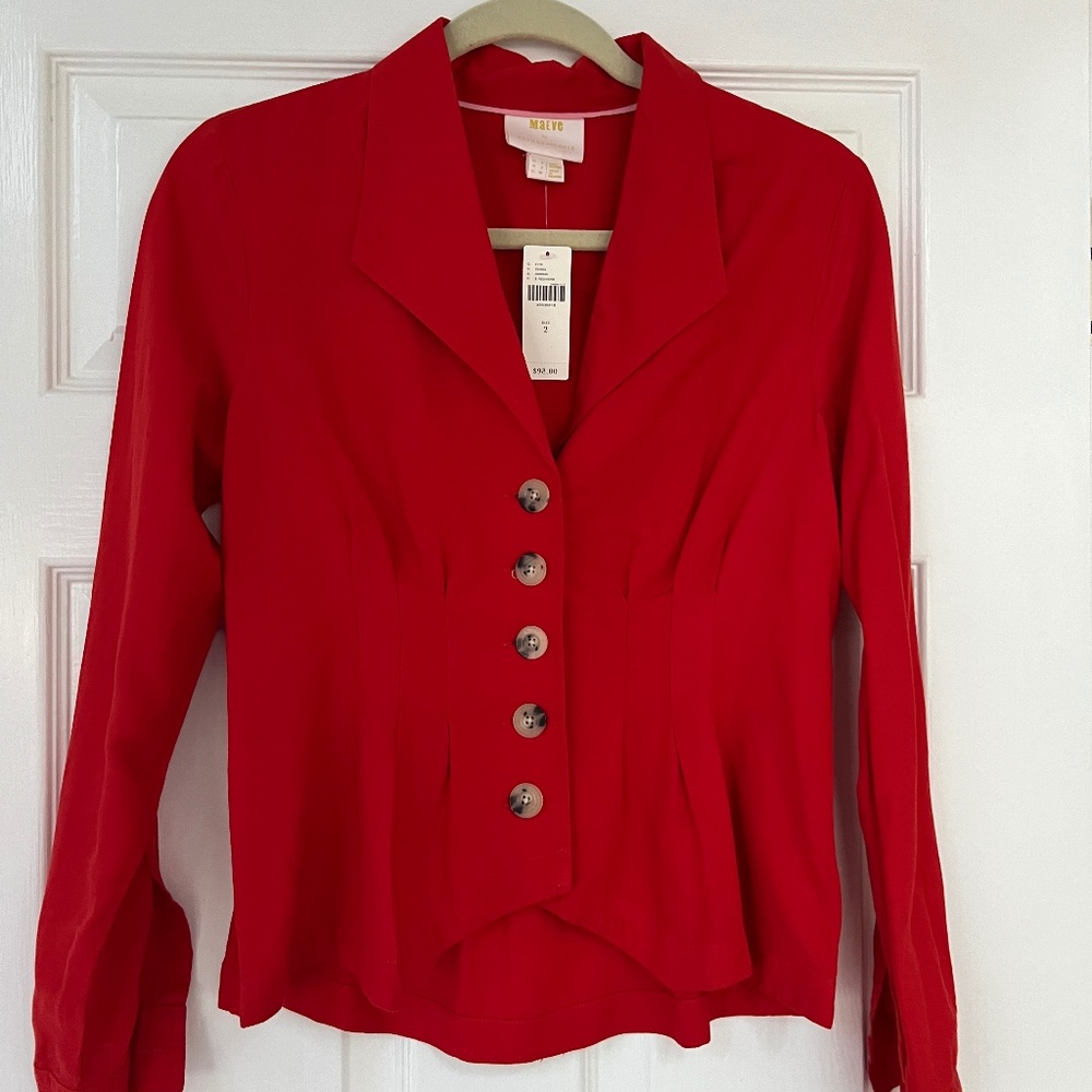 MAEVE Anthropologie red long sleeve blouse